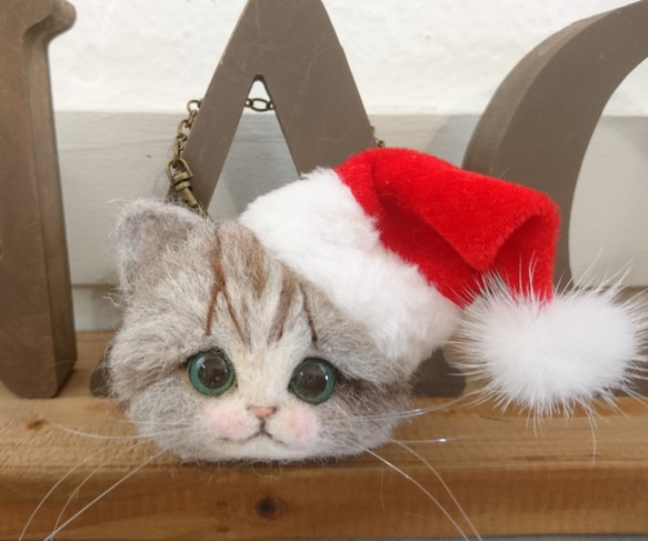 聖誕老人Nyanko胸針＆袋魅力2way羊毛感覺貓脖子聖誕雜項商品 第7張的照片