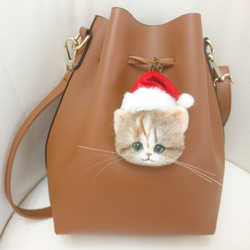 聖誕老人Nyanko胸針＆袋魅力羊毛感覺貓脖子聖誕雜項商品 第4張的照片