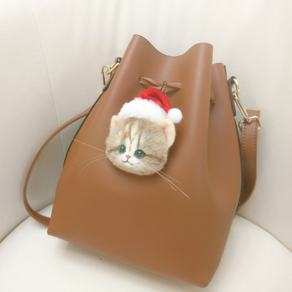 聖誕老人Nyanko胸針＆袋魅力羊毛感覺貓脖子聖誕雜項商品 第7張的照片