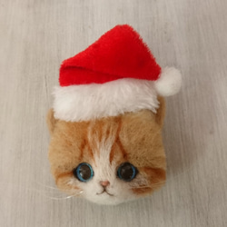 聖誕老人Nyanko胸針羊毛感覺棕色褶皺貓聖誕雜貨 第1張的照片