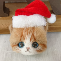 聖誕老人Nyanko胸針羊毛感覺棕色褶皺貓聖誕雜貨 第3張的照片