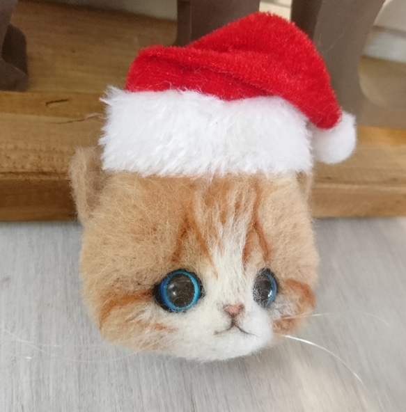 聖誕老人Nyanko胸針羊毛感覺棕色褶皺貓聖誕雜貨 第4張的照片