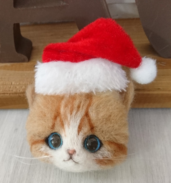 聖誕老人Nyanko胸針羊毛感覺棕色褶皺貓聖誕雜貨 第5張的照片