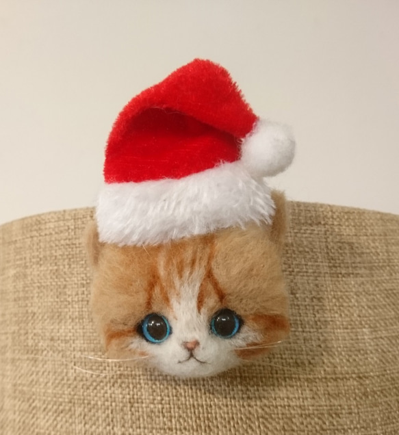 聖誕老人Nyanko胸針羊毛感覺棕色褶皺貓聖誕雜貨 第6張的照片