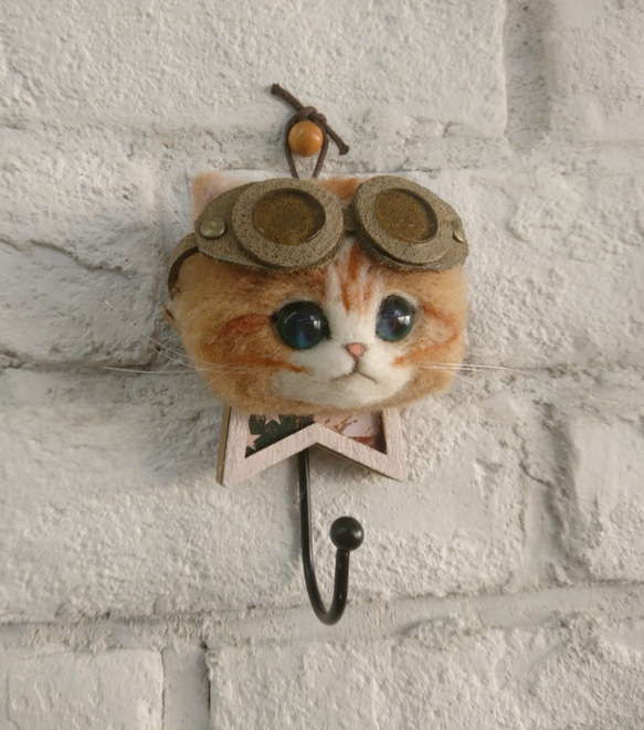 石榴石Nyanko鉤羊毛毛氈棕色Shiloh Catch鑰匙圈雜項商品 第4張的照片