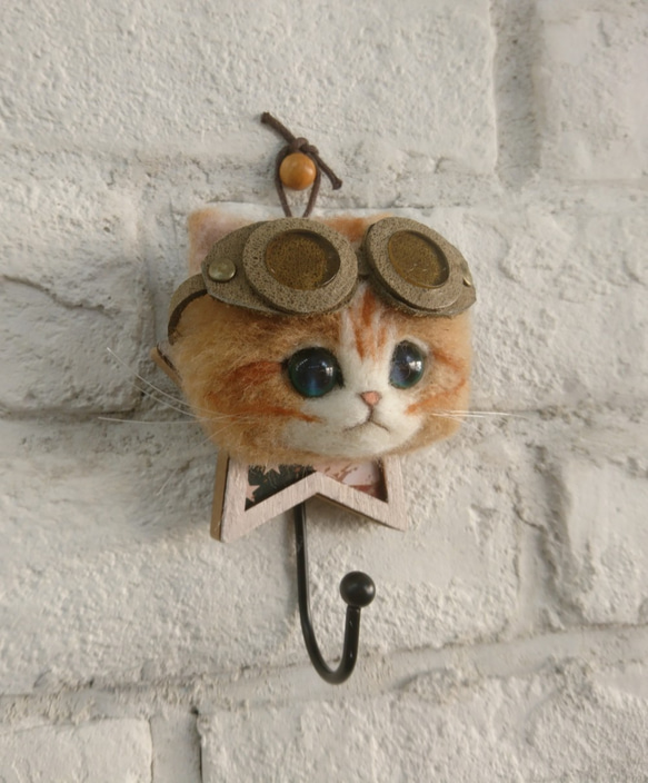 石榴石Nyanko鉤羊毛毛氈棕色Shiloh Catch鑰匙圈雜項商品 第5張的照片