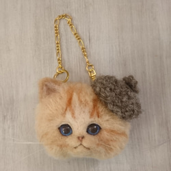 橡子帽子Nyanko的包包魅力羊毛氈茶老虎貓 第3張的照片