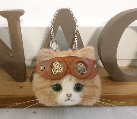 Gokuru Nyanko包包魅力羊毛氈貓茶白蒸汽朋克 第1張的照片