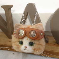 Gokuru Nyanko包包魅力羊毛氈貓茶白蒸汽朋克 第2張的照片