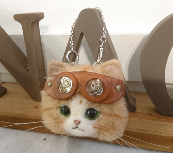 Gokuru Nyanko包包魅力羊毛氈貓茶白蒸汽朋克 第2張的照片