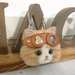 Gokuru Nyanko包包魅力羊毛氈貓茶白蒸汽朋克 第3張的照片