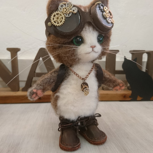 羊毛フェルト☆スチームパンク風 猫さん 羊毛フェルト☆スチームパンク風 猫さん - メルカリ