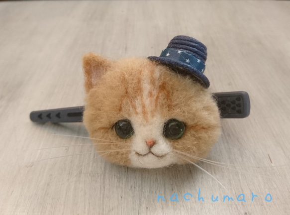 帽子Nyanko夾羊毛氈貓茶側身 第4張的照片