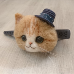 帽子Nyanko夾羊毛氈貓茶側身 第5張的照片