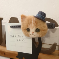 帽子Nyanko夾羊毛氈貓茶側身 第2張的照片