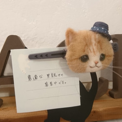帽子Nyanko夾羊毛氈貓茶側身 第3張的照片