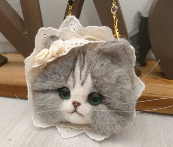 Lolita Lolita Nyanko Bag Charm Wool毛氈貓安息日大號 第2張的照片