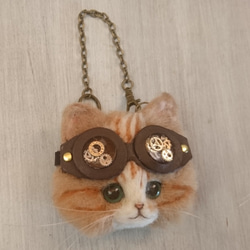 Gokuru Nyanko包包魅力羊毛氈貓茶白蒸汽朋克 第3張的照片