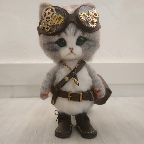 SSサイズ ハンドメイド・手芸 テディベア 白猫 ぬいぐるみ 白 ネコ