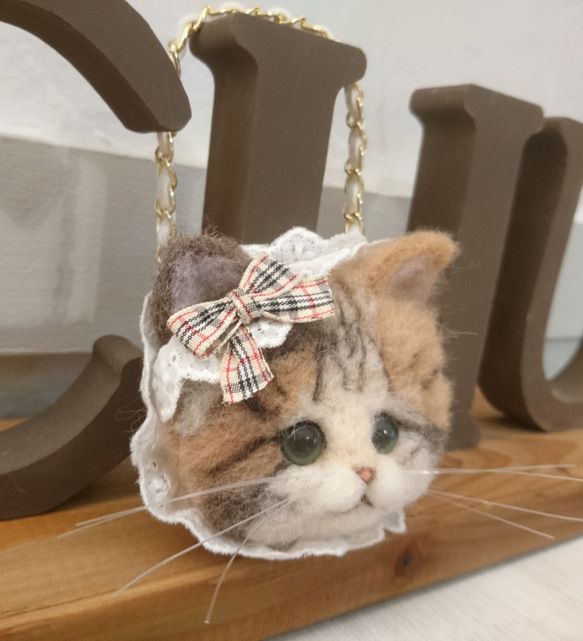 絲帶Nyanko袋魅力羊毛氈粉彩Mikane貓Neko 第5張的照片