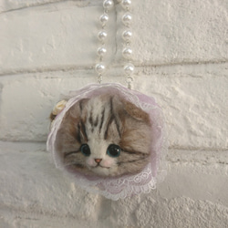 甜美洛麗塔袋魅力羊毛毛氈蘇格蘭折貓 第2張的照片