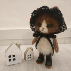 Goth Loli Nyanko毛絨羊毛毛氈Hachiware貓雕像全身可移動娃娃 第7張的照片