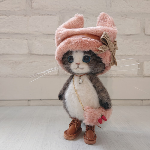 羊毛フェルト 猫 可動ねこ 羊毛フェルト にじいろ 羊毛フェルト