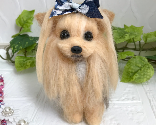 羊毛フェルト ハンドメイド 犬 ヨークシャテリア な〜に？ サイズ(中