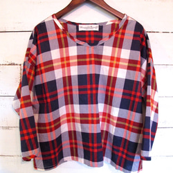 peruvian pima cotton check blouse 1枚目の画像