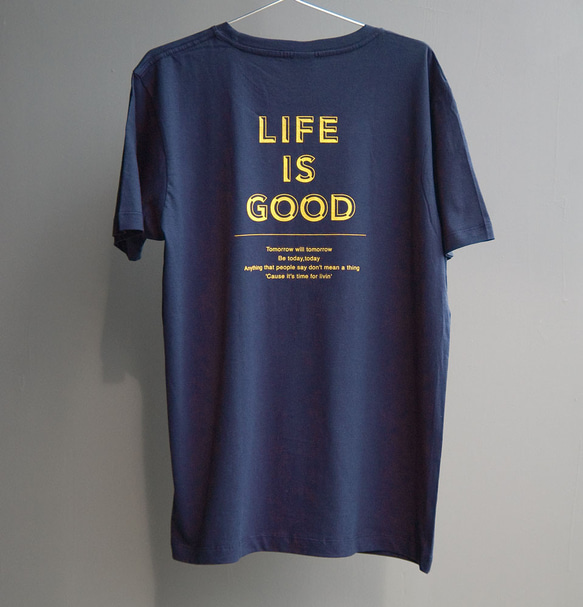 ロゴ メッセージ バックプリント T ネイビー Tシャツ HEMWEAR