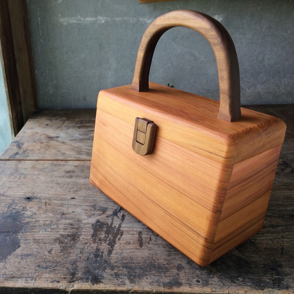 受注生産ウォールナット濃茶系 木製 バッグ 手提げカゴ メイキングボックス 無着色撥水塗装【ZUKOUSHITU】