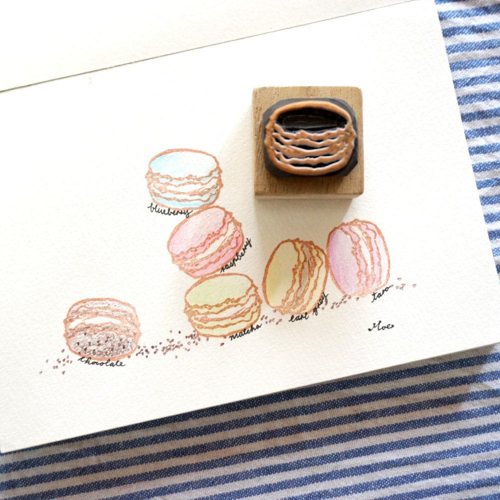 消しゴムはんこNo.345 ちびうさとマカロン 消しゴムはんこNo.345 ちびうさとマカロン