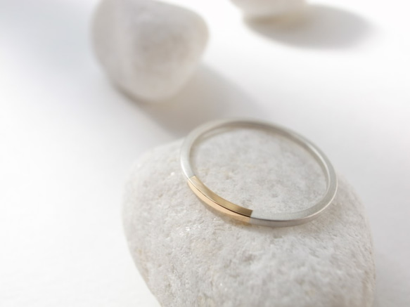K18YG×silver950/ratio thin ring 第1張的照片
