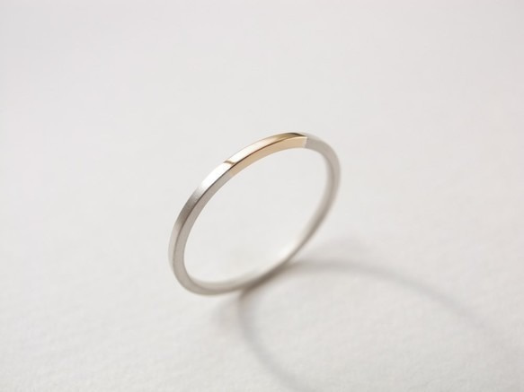 K18YG×silver950/ratio thin ring 第2張的照片