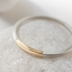 K18YG×silver950/ratio thin ring 第3張的照片