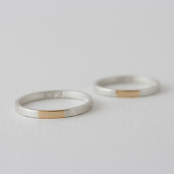 K18YG×silver950/ratio thin ring 第5張的照片