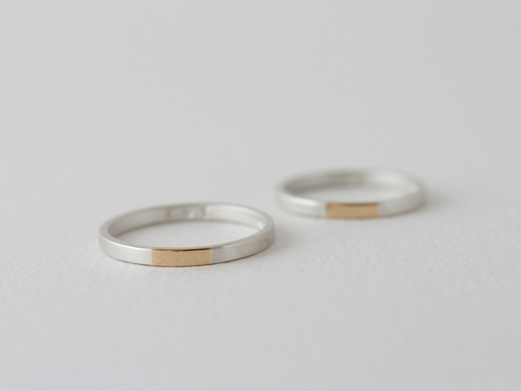 K18YG×silver950/ratio thin ring 第5張的照片
