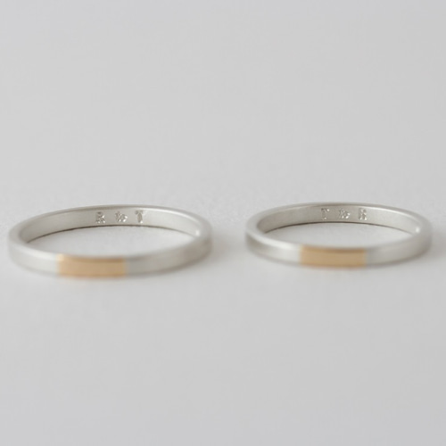 K18YGゴールド×シルバー950 ツートンリング/ratio thin 指輪・リング