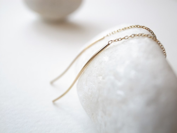 K18YG/yarn pierced earrings 第2張的照片