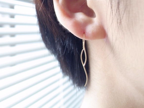 K18YG/yarn pierced earrings 第6張的照片