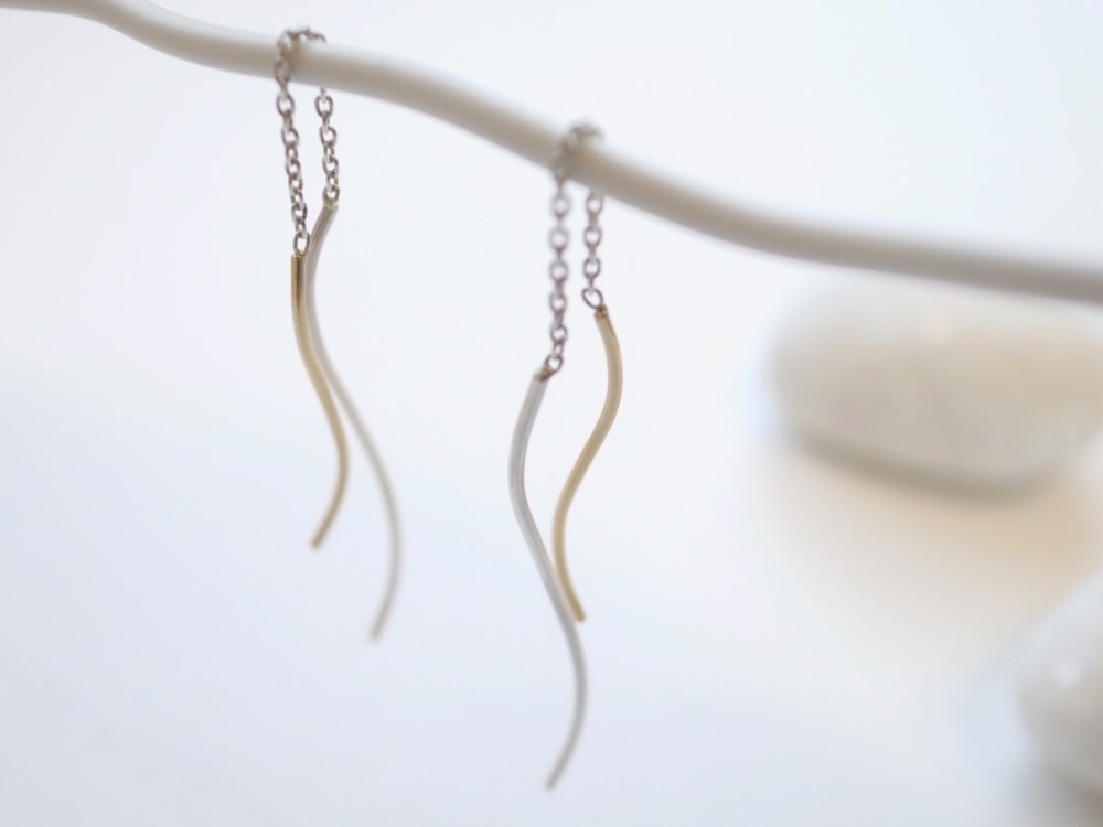 K18YGゴールド×プラチナ900 アメリカンピアス/yarn-l