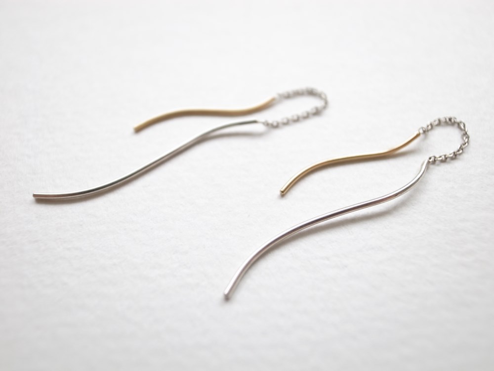 K18YGゴールド×プラチナ900 アメリカンピアス/yarn-l