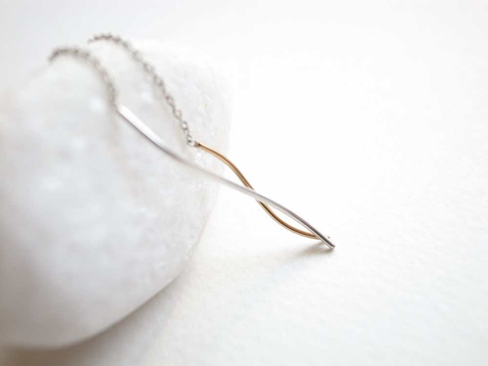 K18YGゴールド×プラチナ900 アメリカンピアス/yarn-l