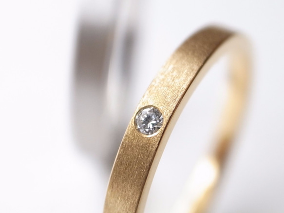 【pairing】K18YG Diamond・Pt900/thin ring 第2張的照片