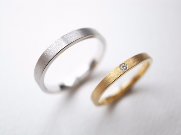 【pairing】K18YG Diamond・Pt900/thin ring 第5張的照片