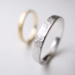 【pairing】K18YG Diamond・Pt900/stone texture ring 第3張的照片