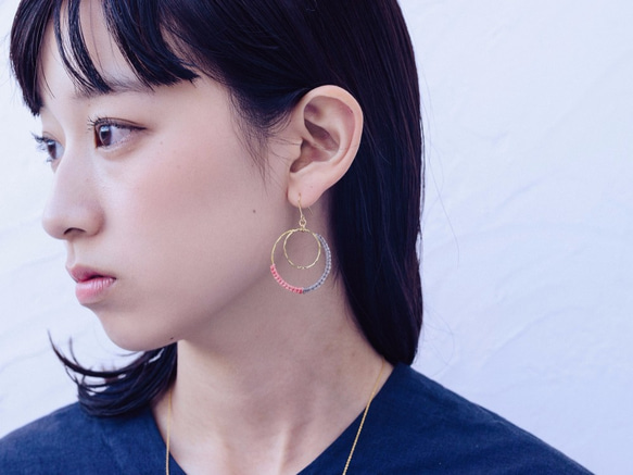 《niruc×KnottWorks》Brass/Double Ring Earrings×3colors 第3張的照片