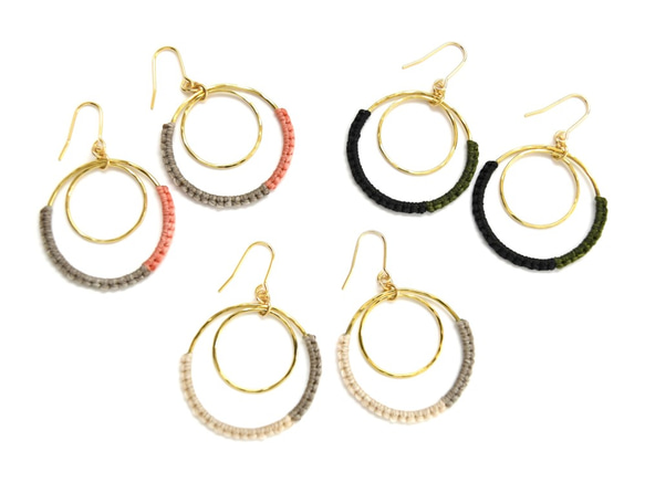 《niruc×KnottWorks》Brass/Double Ring Earrings×3colors 第4張的照片