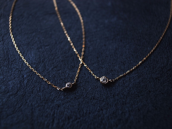 【set item】K18YG Diamond/2.5＆1.8 necklace＆bracelet 第3張的照片