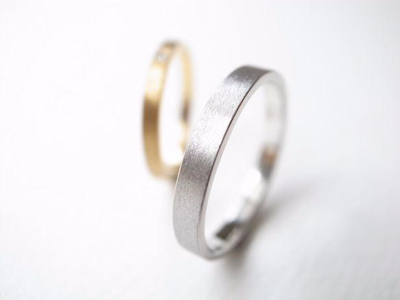 【pairing】K18YG Diamond・silver950/thin ring 第3張的照片